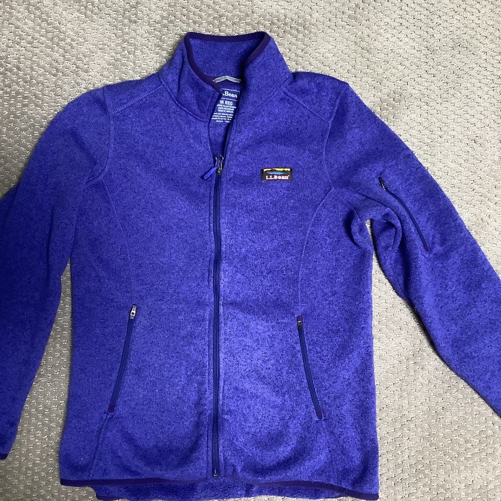 LL BEAN Sweater Fleece full zip jacket, Purple, Size M
